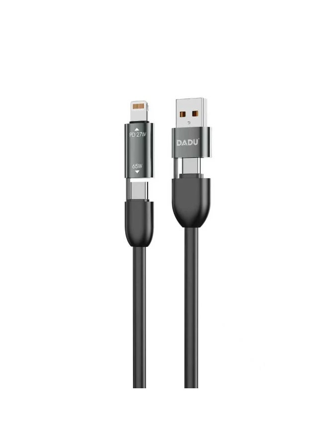 DADU DC-C221 4-in-1 Silicone Cable – 65W Fast Charging – Type-C & USB-A Input – Type-C & Lightning Output –Multi-Device Compatible - Image 1