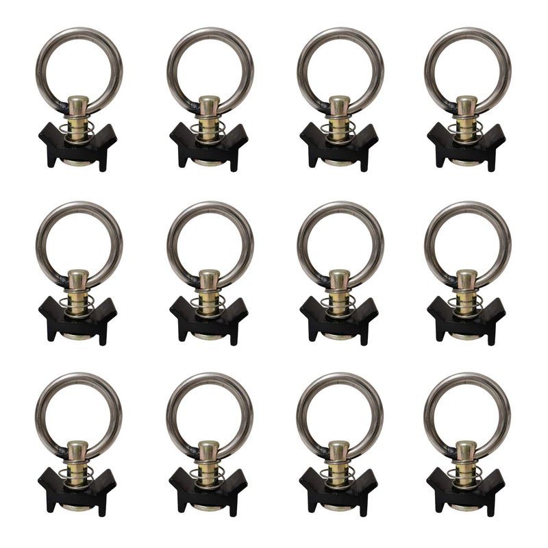 12 Pack Black L Track Single Stud Fitting with Round Ring L Track Rail is Not Included