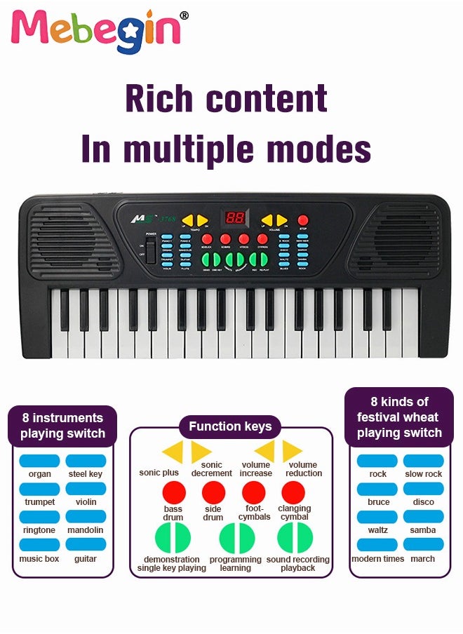 MEBEGIN - 37 Key Piano Keyboard with Microphone for Kids Musical Toys for 3 4 5 6 Year Old kids  USB charging Piano Portable Music Keyboard Electronic Educational Learning Toy for Boys Girls Birthday Gifts - Image 1