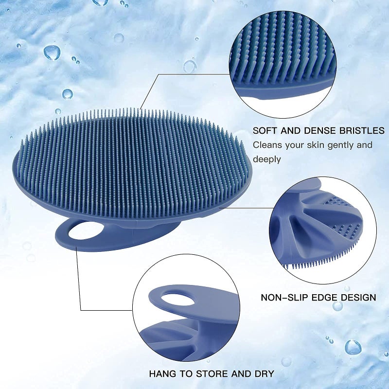 Innerneed Food-grade Soft Silicone Body Cleansing Brush Shower Scrubber, Gentle Exfoliating and Massage for all Kinds of Skin (Dark Blue) - Image 2