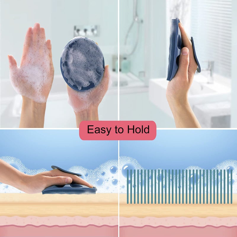 Innerneed Food-grade Soft Silicone Body Cleansing Brush Shower Scrubber, Gentle Exfoliating and Massage for all Kinds of Skin (Dark Blue) - Image 4