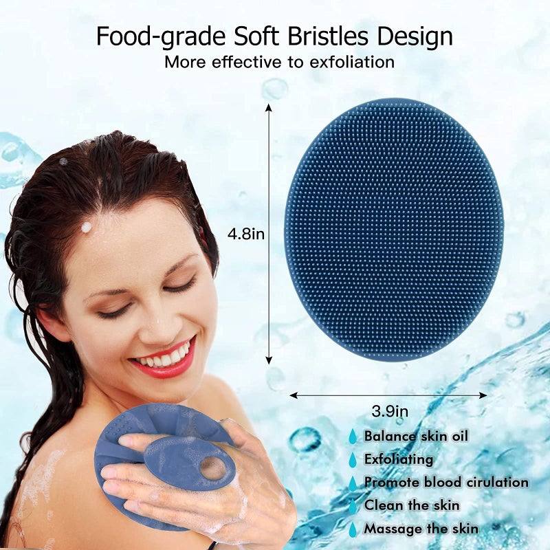 Innerneed Food-grade Soft Silicone Body Cleansing Brush Shower Scrubber, Gentle Exfoliating and Massage for all Kinds of Skin (Dark Blue) - Image 5