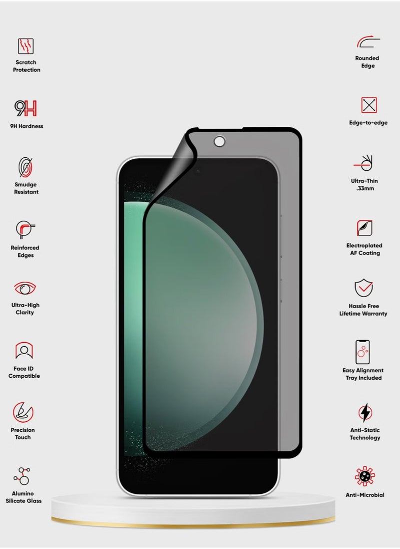 Waldic - Samsung Galaxy S24 FE Full Cover Matte Ceramic Privacy Screen Protector - Explosion-Proof, Anti-Bubble, Anti-Fingerprint | Flexible Privacy Nano Ceramic, Anti-Peeping, Edge-to-Edge Coverage, High Transparency, Delicate Touch, Easy Installation - Image 1