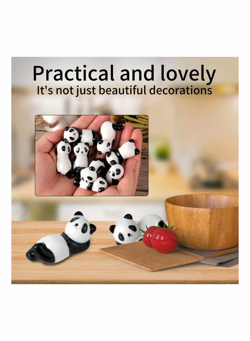 KASTWAVE طقم حامل عصي الطعام من السيراميك بنمط الباندا 8 قطع، حامل ملعقة وشوكة وسكينة، أدوات تزيين للممارسة - Image 4