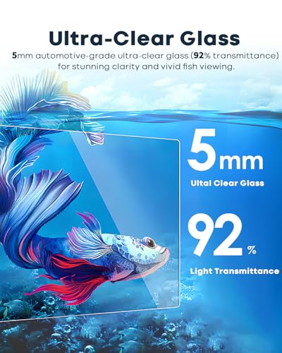 Wonderfactory 5 Gallon Small Aquarium Set Glass Fish Tank 6 Gallon, Starter Kit with Heater Water Pump Cleaning System Filter Bright Light Rocks Gravel Cleaning Tool, Clear Rimless Betta Plants - Image 2