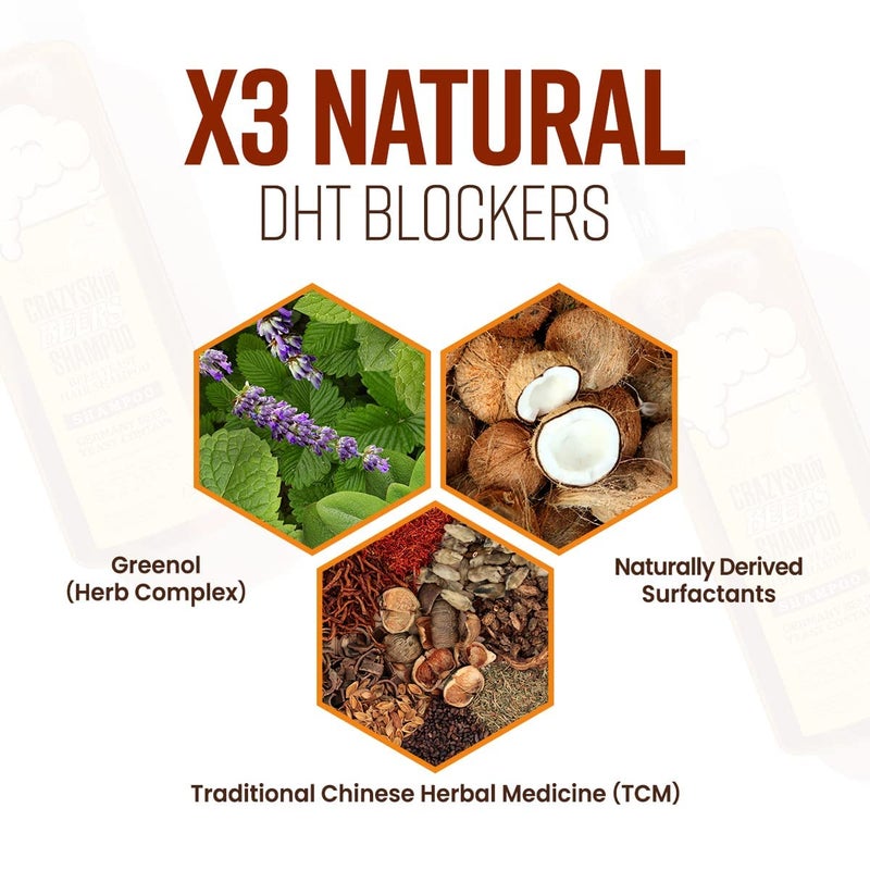 CRAZY SKIN شامبو بيرة ألمانية مجنون وبلسم شعر - مجموعة غنية بالبيوتين لتساقط الشعر، إعادة نمو الشعر وتكثيفه، خالي من الكبريتات، علاج مضاد لتساقط الشعر لجميع أنواع الشعر - Image 3