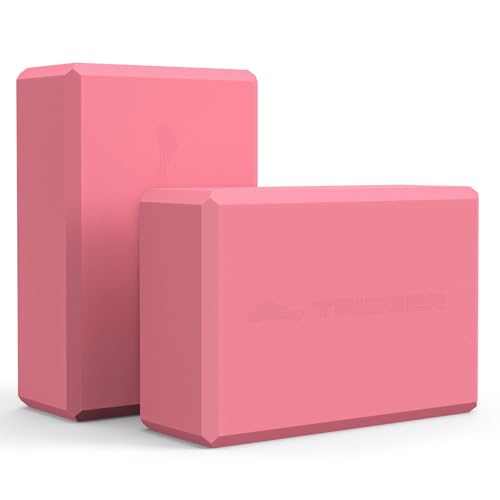 Trideer Yoga Blocks 2 Pack Soft NonSlip Foam Blocks with Beveled Edges for Alignment and Stretching in Yoga Pilates and Dance Supportive Lightweight Odor Resistant LatexFree Guava Pink - Image 1