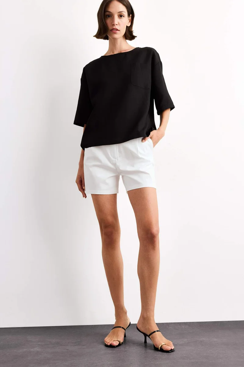 DeFacto Relax Fit Crew Neck Woven Short Sleeve Shirt