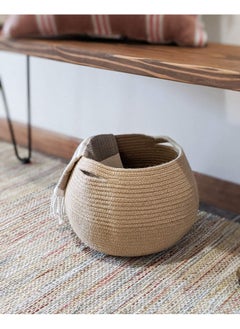 Goodpick Cute Round Basket Cotton Rope Jute Baskets In Living Room Woven Towel Basket Bedroom Storage Bakset For Children Corner Plant Basket Indoor Jute 10"D X 8.3"H  - Image 5