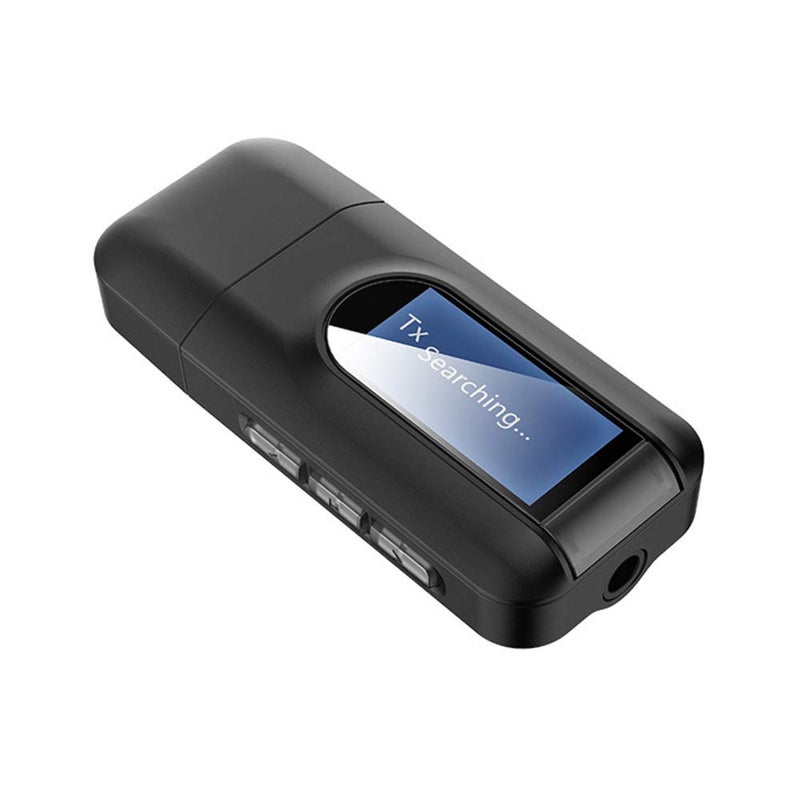 مُرسِل ومُستقبل بلوتوث USB 5.0 ثنائي الوظيفة مع شاشة LCD ومُواصِل ستيريو AUX 3.5 ملليمتر كمُحول لاسلكي لأجهزة الكمبيوتر والتلفزيون والسيارة وأطراف السماعات - Image 1