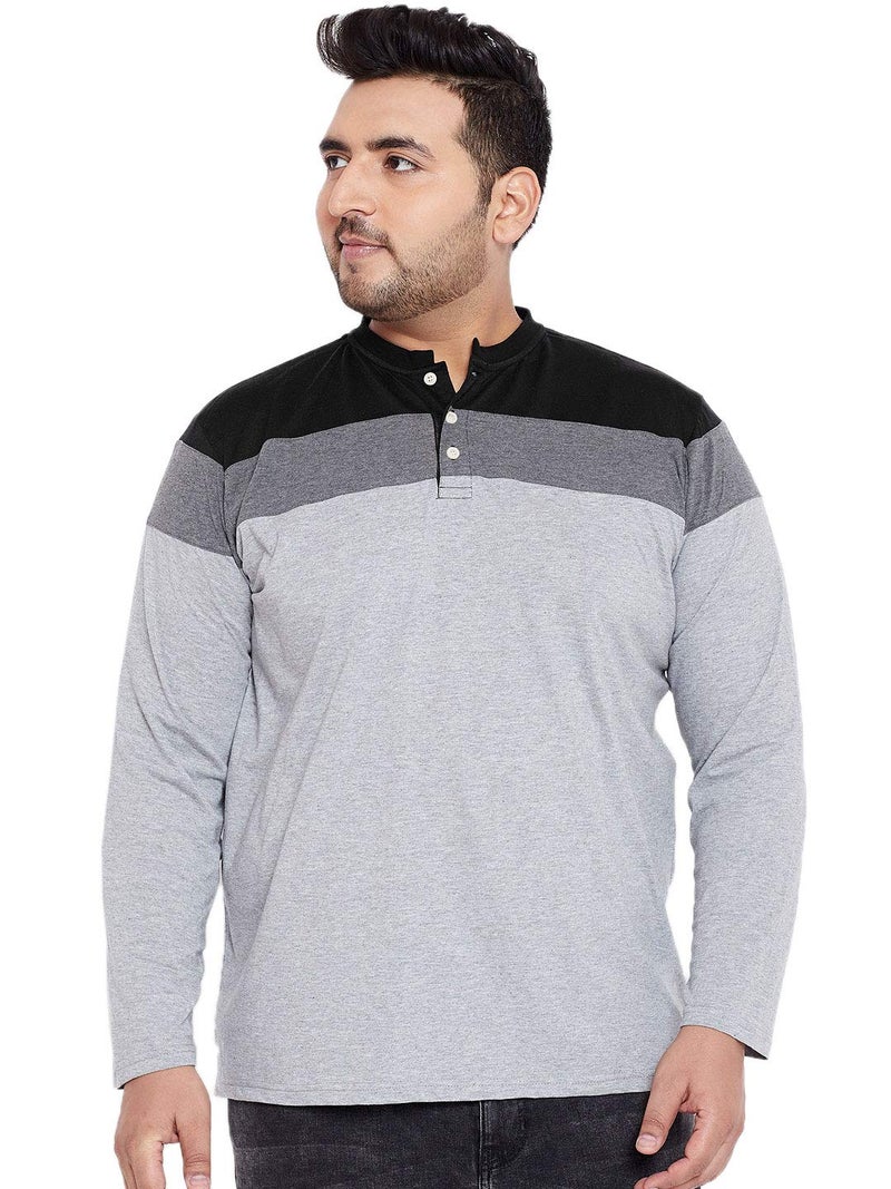Bigbanana Men's Henley T-Shirt (Vagos,Grey,5XL) - Image 1