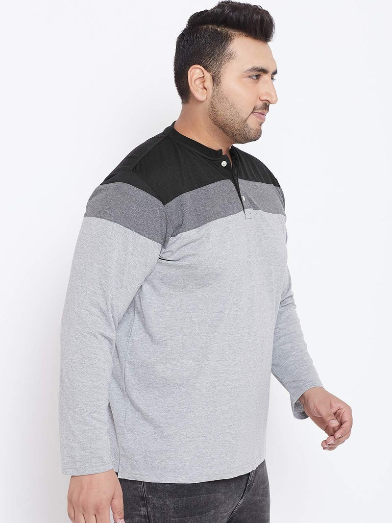 Bigbanana Men's Henley T-Shirt (Vagos,Grey,5XL) - Image 4