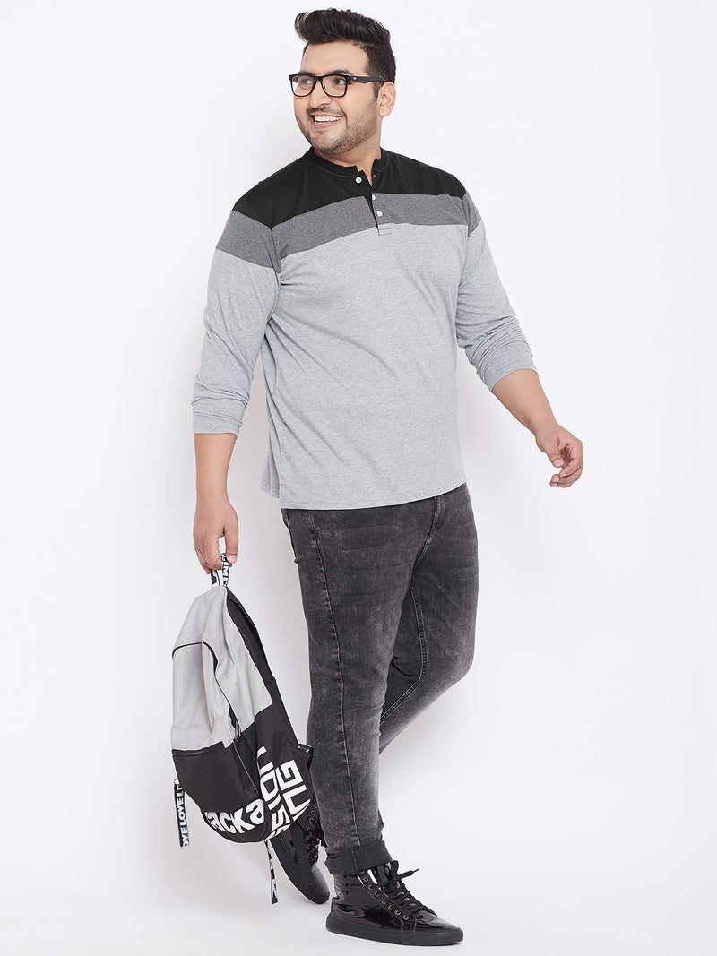 Bigbanana Men's Henley T-Shirt (Vagos,Grey,5XL) - Image 2