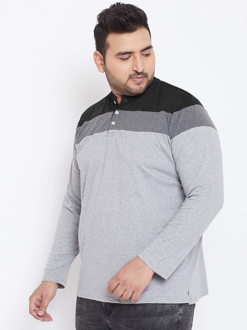Bigbanana Men's Henley T-Shirt (Vagos,Grey,5XL) - Image 3