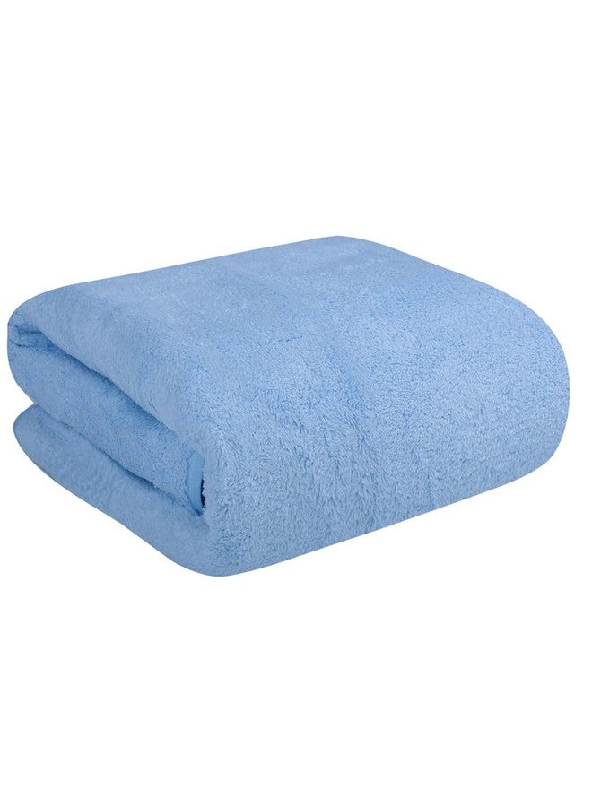 MAXOSHINE 500 GSM Microfiber Towels for Bath Large Size-Super Soft Coral Fleece Bathing Towel with Hook Super Absorbent-Thick Bath Towel for Men and Women-70 x 140 cm (Sky Blue, Pack of 1) - Image 1