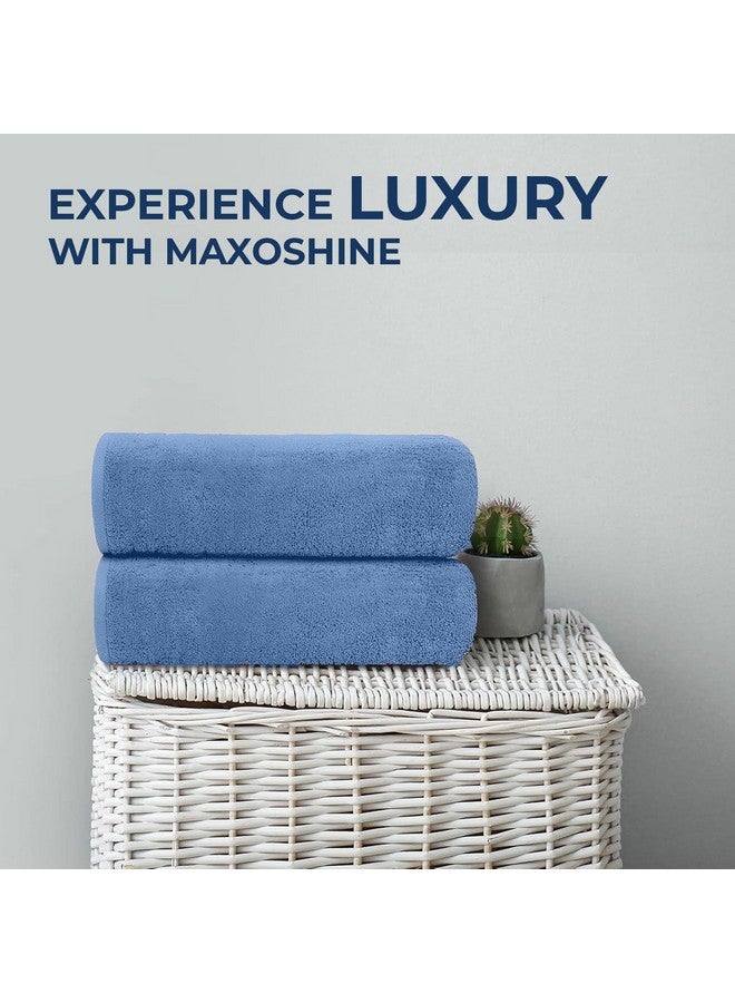 MAXOSHINE 500 GSM Microfiber Towels for Bath Large Size-Super Soft Coral Fleece Bathing Towel with Hook Super Absorbent-Thick Bath Towel for Men and Women-70 x 140 cm (Sky Blue, Pack of 1) - Image 2