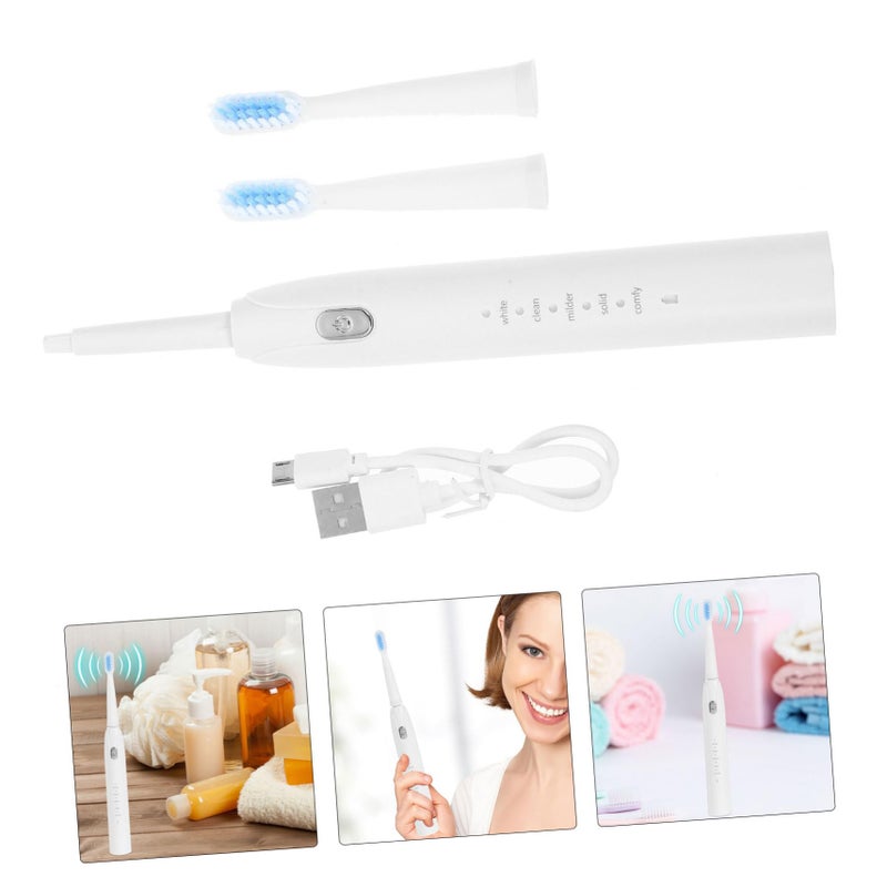 Five Speed Electric Toothbrush With USB Charging Soft Bristles For Gum Care And Timer White - Image 5