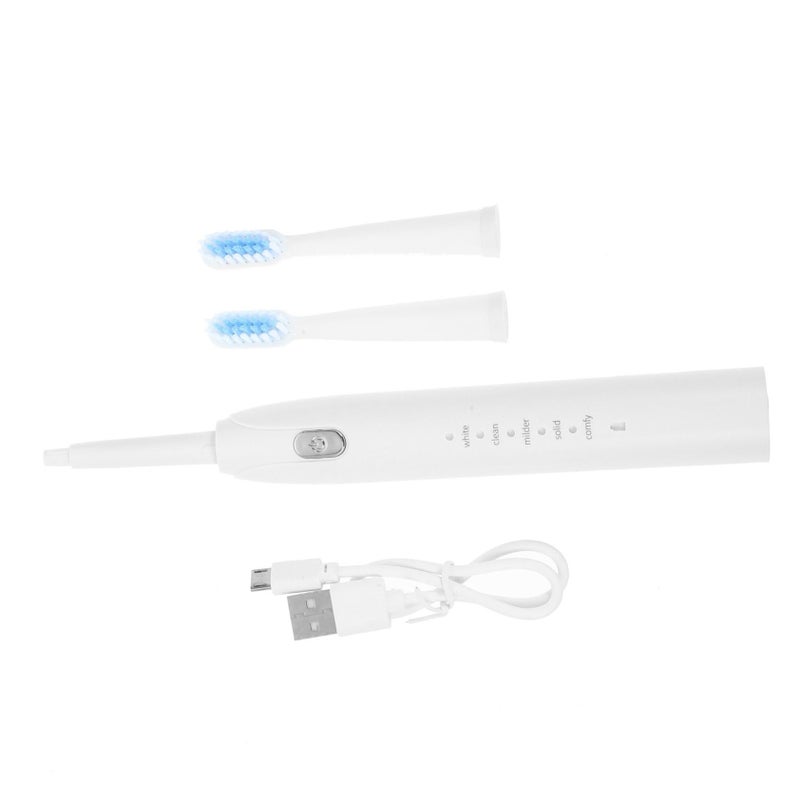 Five Speed Electric Toothbrush With USB Charging Soft Bristles For Gum Care And Timer White - Image 2