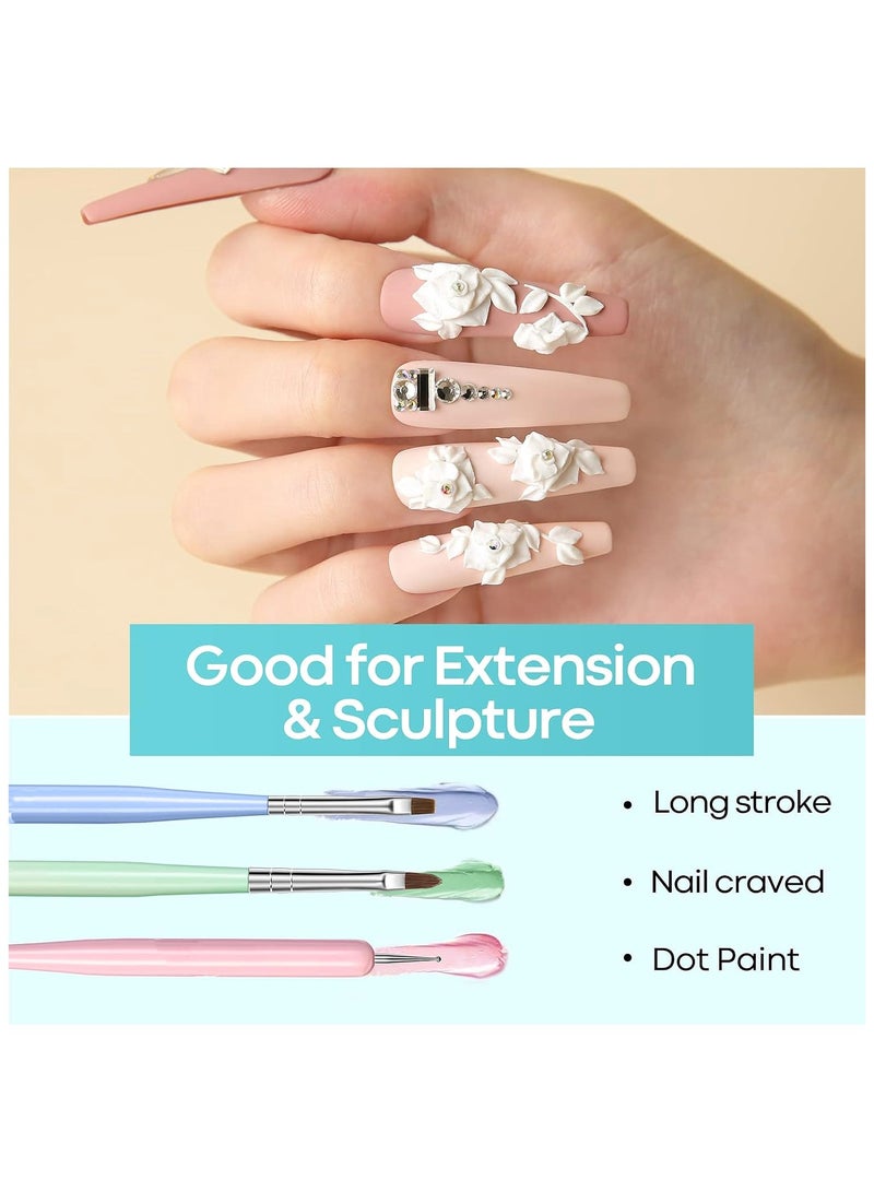 KHAJUL 6Pcs Nail Art Brush Set, Professional Salon Tools with Polish Gel Liner Dotting Pen, for Home DIY Manicure - Image 4