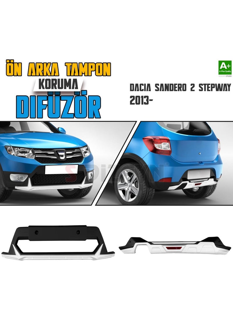 S-Dizayn - Dacia Sandero 2 Stepway Front and Rear Bumper Protection Diffuser Set 2013 Onwards A+ Quality - Image 1
