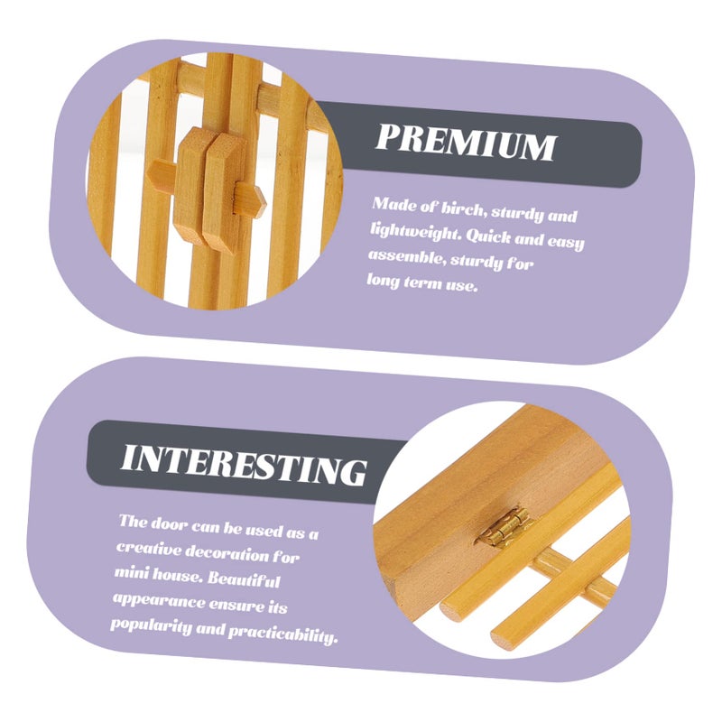 Mini Dollhouse Gate Model Sturdy Birch Wood Decorative Furniture Accessory for Bedroom Rooms - Image 4