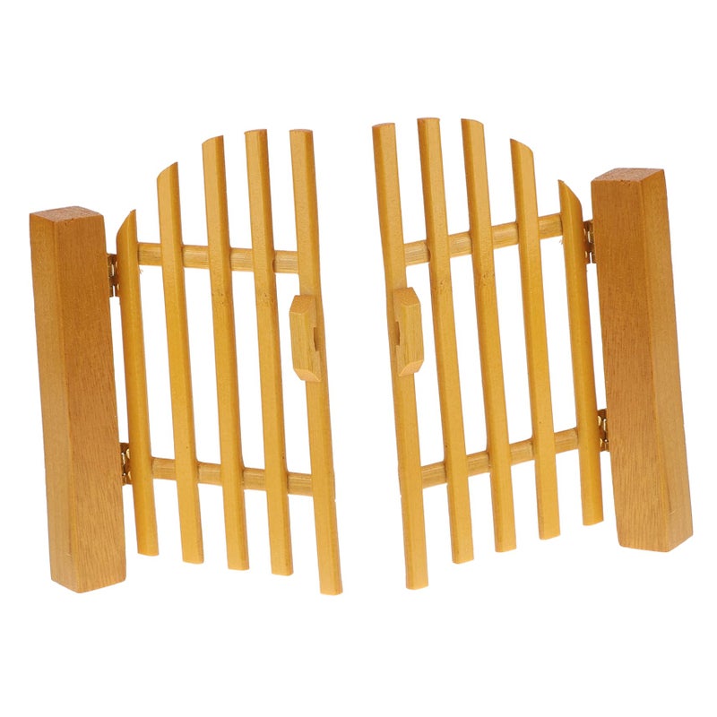 Mini Dollhouse Gate Model Sturdy Birch Wood Decorative Furniture Accessory for Bedroom Rooms - Image 2