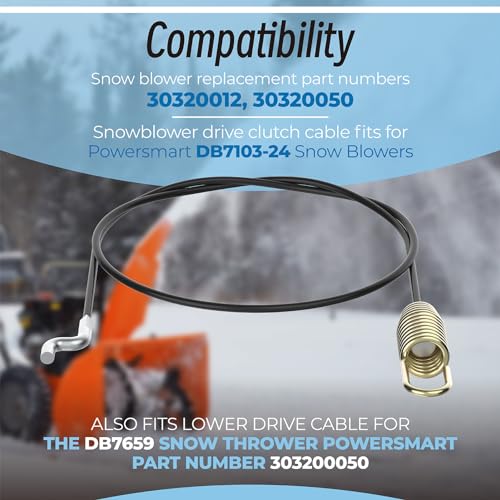 Sconva 303200012 303200050 Auger Cable for PowerSmart Snow Blower DB7651-24 (212cc), DB7659A-22 (208cc), DB7651A-24 (208cc), DB7651-24 (208cc), DB7001 (21") (208cc), DB7659H-22 (212cc) - Image 3