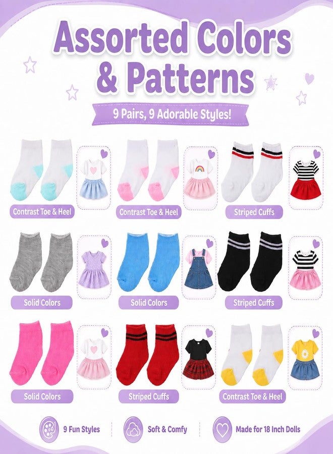 Garneck 9 Pairs Mini Cotton Socks for 18 Inch American Doll - Image 5