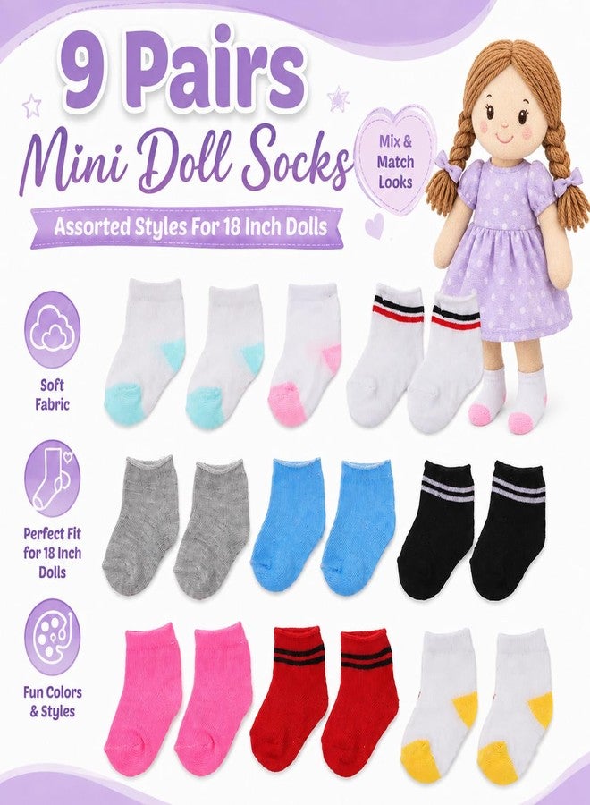 Garneck 9 Pairs Mini Cotton Socks for 18 Inch American Doll - Image 2