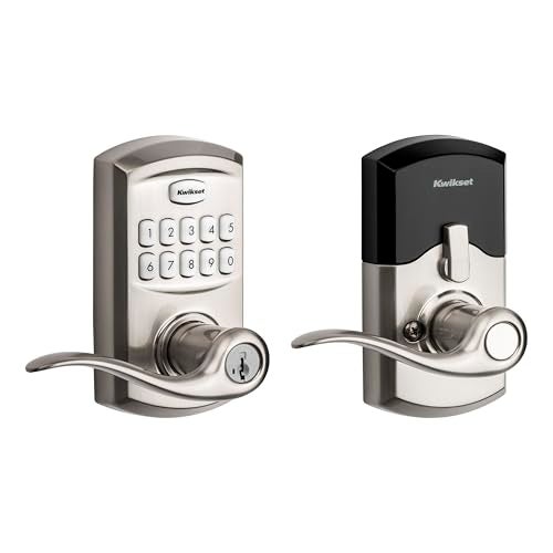 Kwikset SmartCode 917 Keypad Keyless Entry Traditional Residential Electronic Lever Deadbolt Alternative with Tustin Door Handle and SmartKey Security, Satin Nickel - Image 1