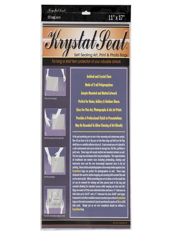 Creative Mark Krystal Seal ATC Art and Photo Bags - Archival Polyethylene Sealing Bags for Paintings, Artwork and Photo Storage - 11 x 17- Pack of 25 - Image 1