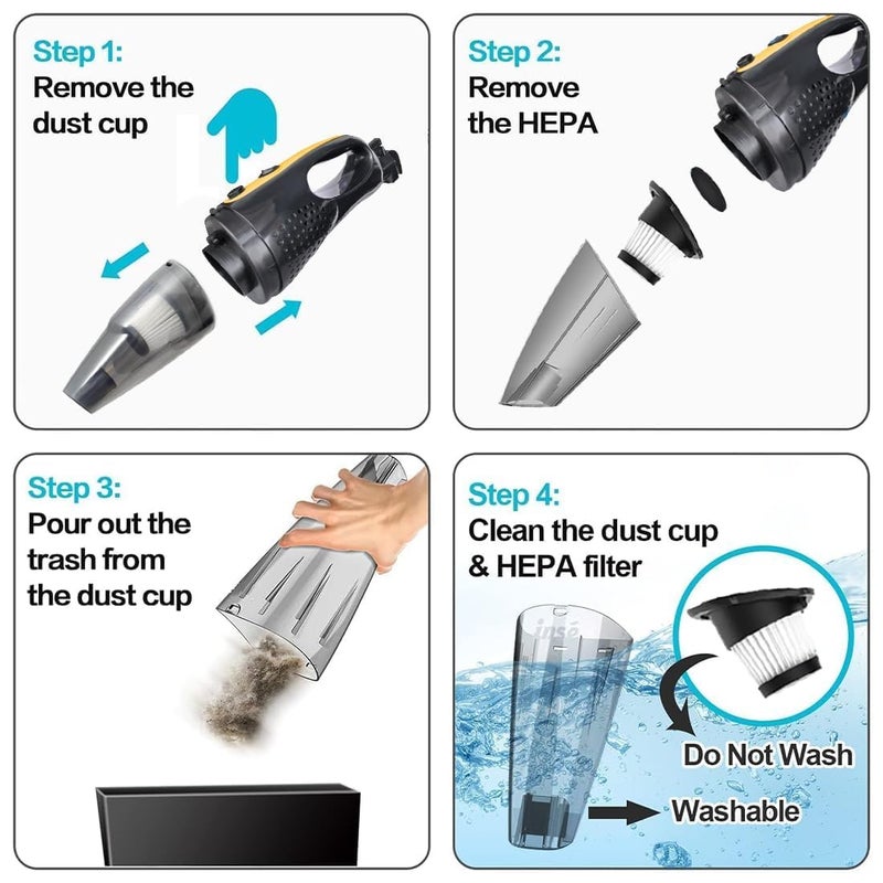 FT Tools Duster 800W Handheld Vacuum Cleaner for Home Use High Powerful Motor with Strong 65Kpa Suction Dry Vacuuming for Home Purpose Duster - Image 2