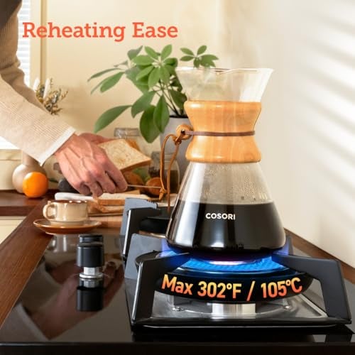 COSORI Pour Over Coffee Maker with Double Layer Stainless Steel Filter, 8-Cup, 34oz, Drip Coffee Maker, Coffee Dripper Brewer, High Heat Resistant Carafe, also for Camping, Hiking - Image 3