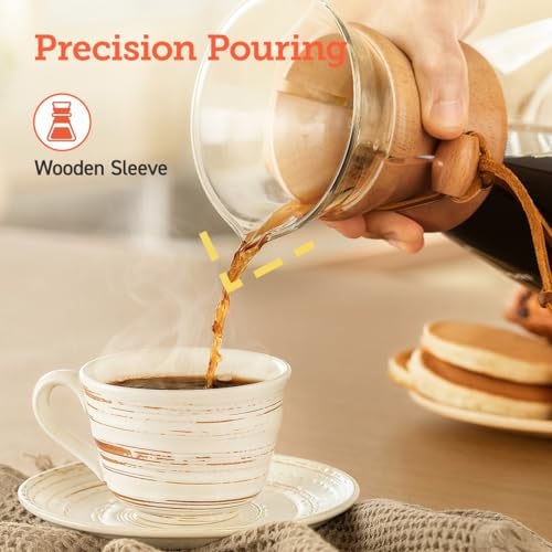 COSORI Pour Over Coffee Maker with Double Layer Stainless Steel Filter, 8-Cup, 34oz, Drip Coffee Maker, Coffee Dripper Brewer, High Heat Resistant Carafe, also for Camping, Hiking - Image 5
