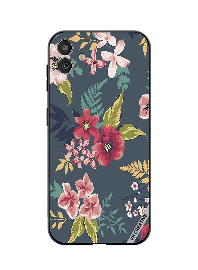 VR CREATIVE Protective Case Cover For Samsung Galaxy F14 Gray Flower Design Multicolour - Image 1
