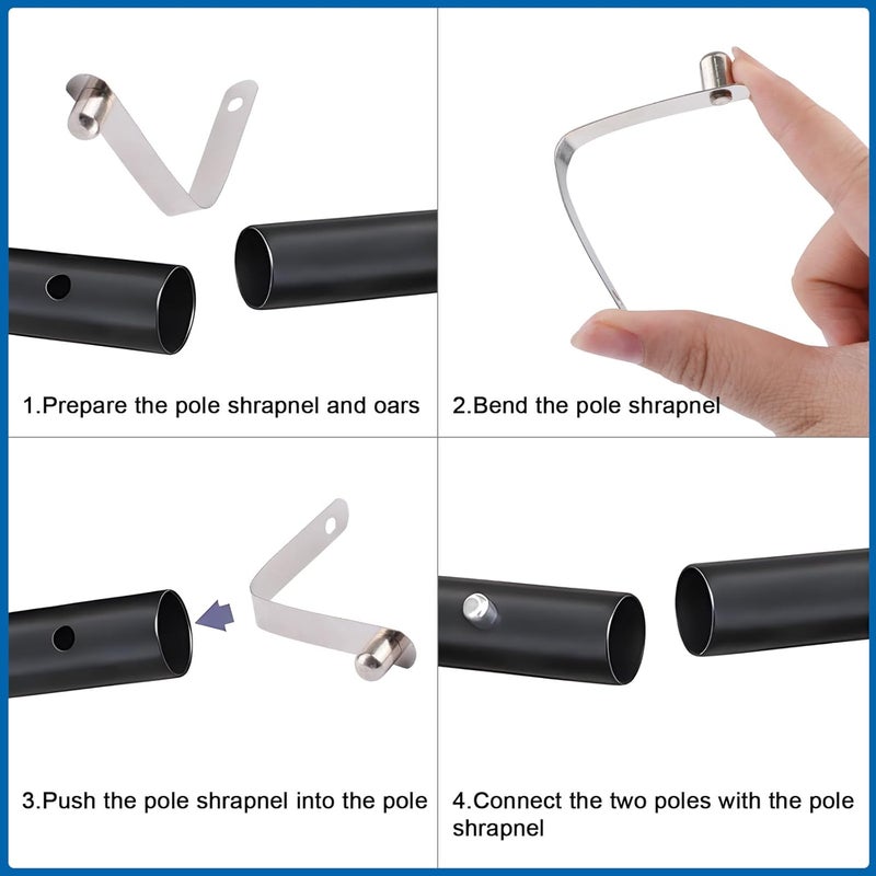 INCREWAY 16pcs 8mm Stainless Steel Tent Poles Push Single Button Spring Clips for Camping Kayak Paddle Tent Pole - Image 4