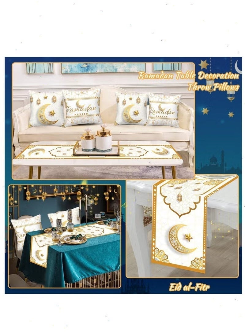 5-Piece Ramadan Decorations for Home Set - 1 Table Runner + 4 Cushion Covers, Perfect Festive Decor for Ramadan House - Image 4