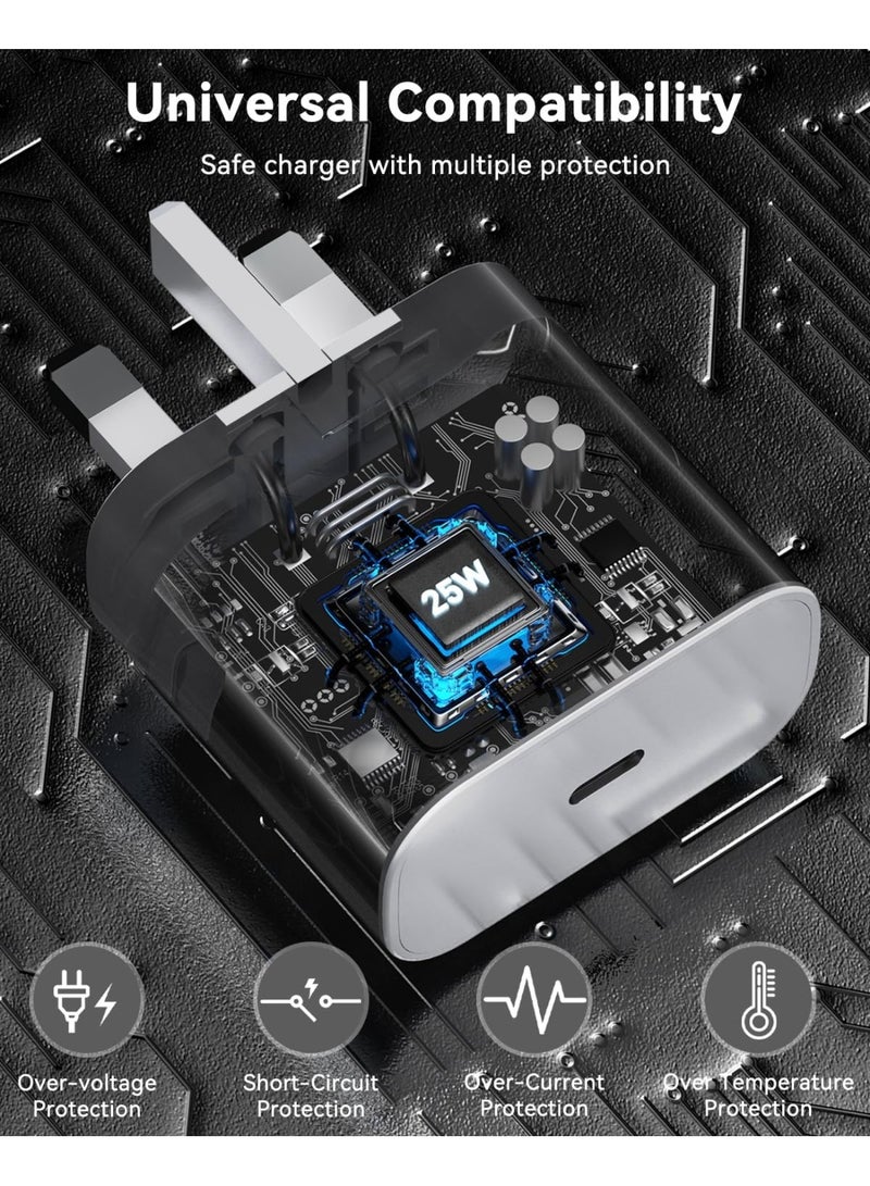 MUNTAQI 25W USB-C Fast Charger with PD 3.0 & PPS, Type-C Wall Charger Adapter for Samsung Galaxy S24/S23/S22/S21/S20/Note 20/10, iPhone 15/14/13/12 Series, Pixel, iPad, AirPods – Compact & Travel-Friendly - Image 2