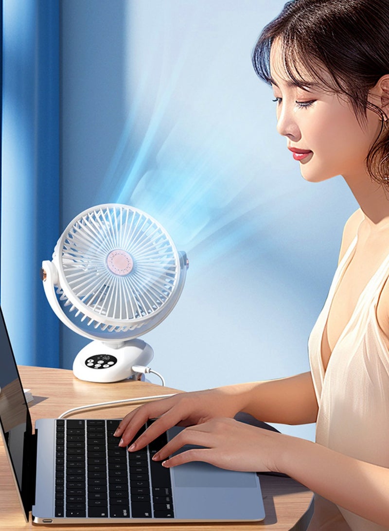 Mini Fan Small, Clip Fan, Table Fan, USB Fan 5 Speeds and Strong Airflow | 3-speed Adjustable Light | Aroma Diffuser Pad Slot for Baby Stroller, Outdoor Camping, Desktop, Bedroom, Living Room, Office(F2)  - Image 4