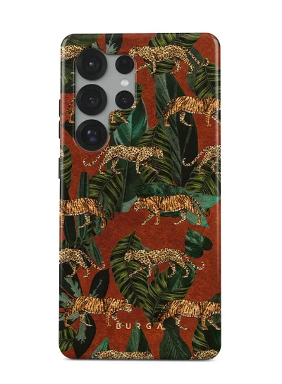 BURGA Samsung Galaxy S25 Ultra Mobile Phone Case Hybrid 2 Layer Hard Shell Silicone Protective Case, Scratch Resistant Shockproof Cover,jungle Morning Commute