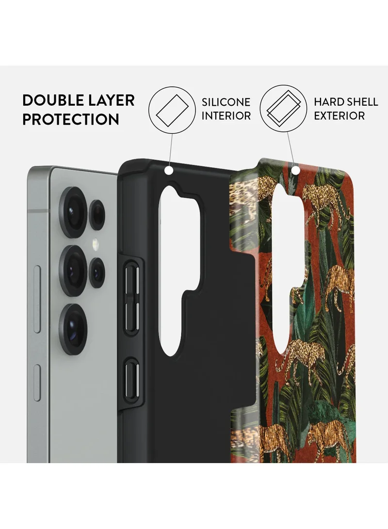 BURGA Samsung Galaxy S25 Ultra Mobile Phone Case Hybrid 2 Layer Hard Shell Silicone Protective Case, Scratch Resistant Shockproof Cover,jungle Morning Commute