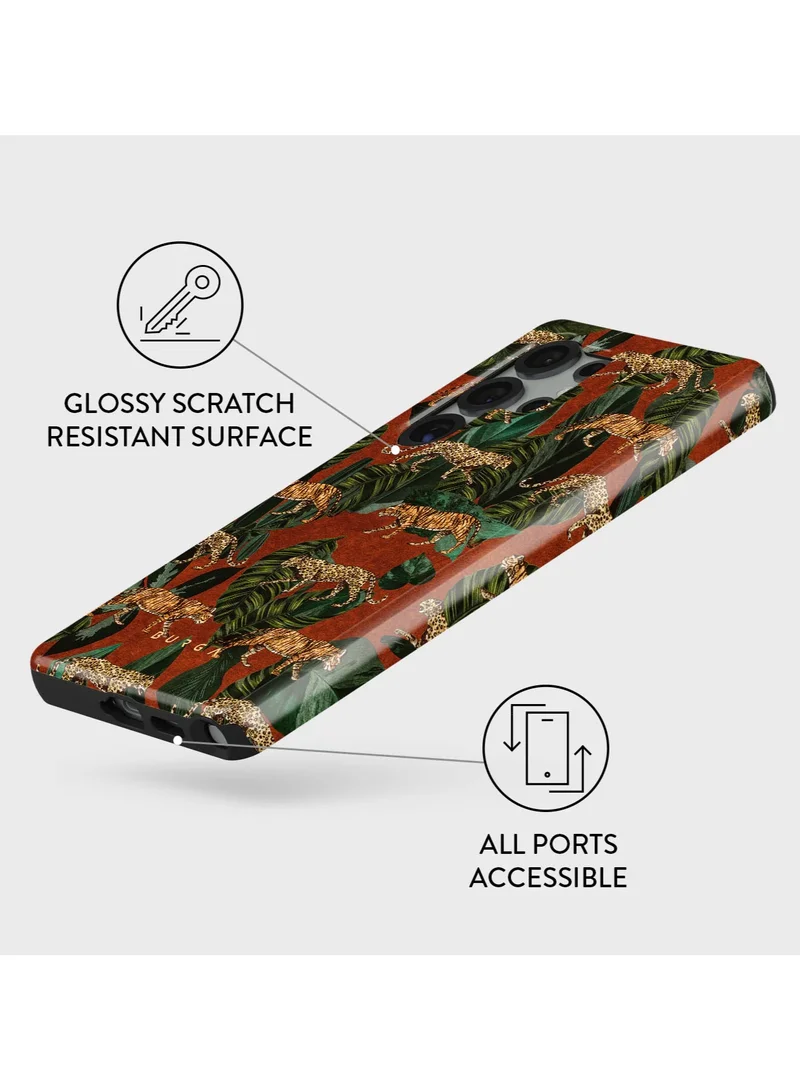 BURGA Samsung Galaxy S25 Ultra Mobile Phone Case Hybrid 2 Layer Hard Shell Silicone Protective Case, Scratch Resistant Shockproof Cover,jungle Morning Commute