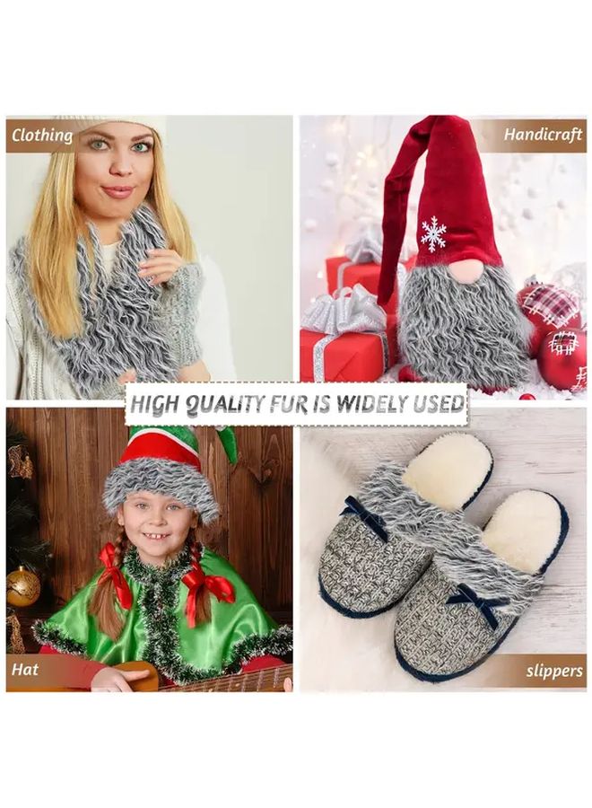 Faux Fur Fabric for DIY Sewing 59x3.5 Inch Light Grey Soft Plush for Costumes - Image 5
