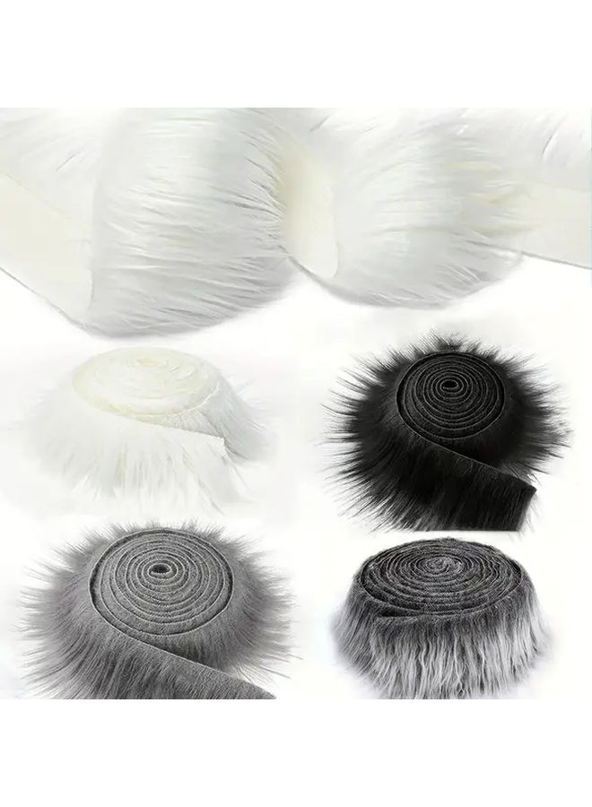 Faux Fur Fabric for DIY Sewing 59x3.5 Inch Light Grey Soft Plush for Costumes - Image 1