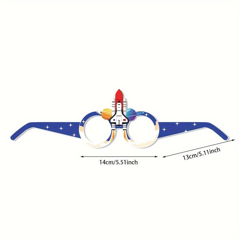 6 Pcs Sci Fi Space And Astronaut Themed Paper Glasses Set For Birthday Party Photo Booth Decorations - Image 3