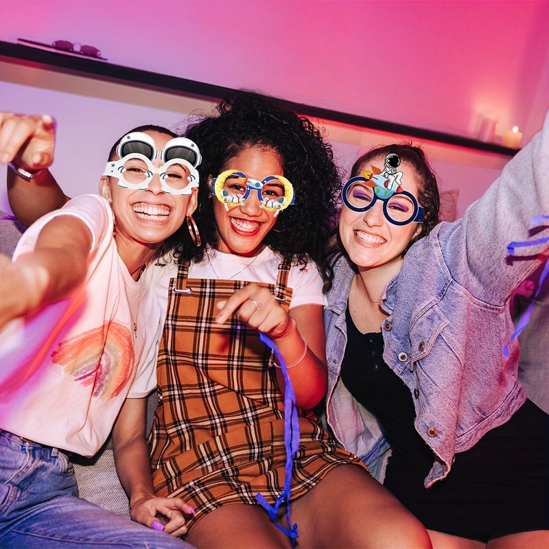 6 Pcs Sci Fi Space And Astronaut Themed Paper Glasses Set For Birthday Party Photo Booth Decorations - Image 5