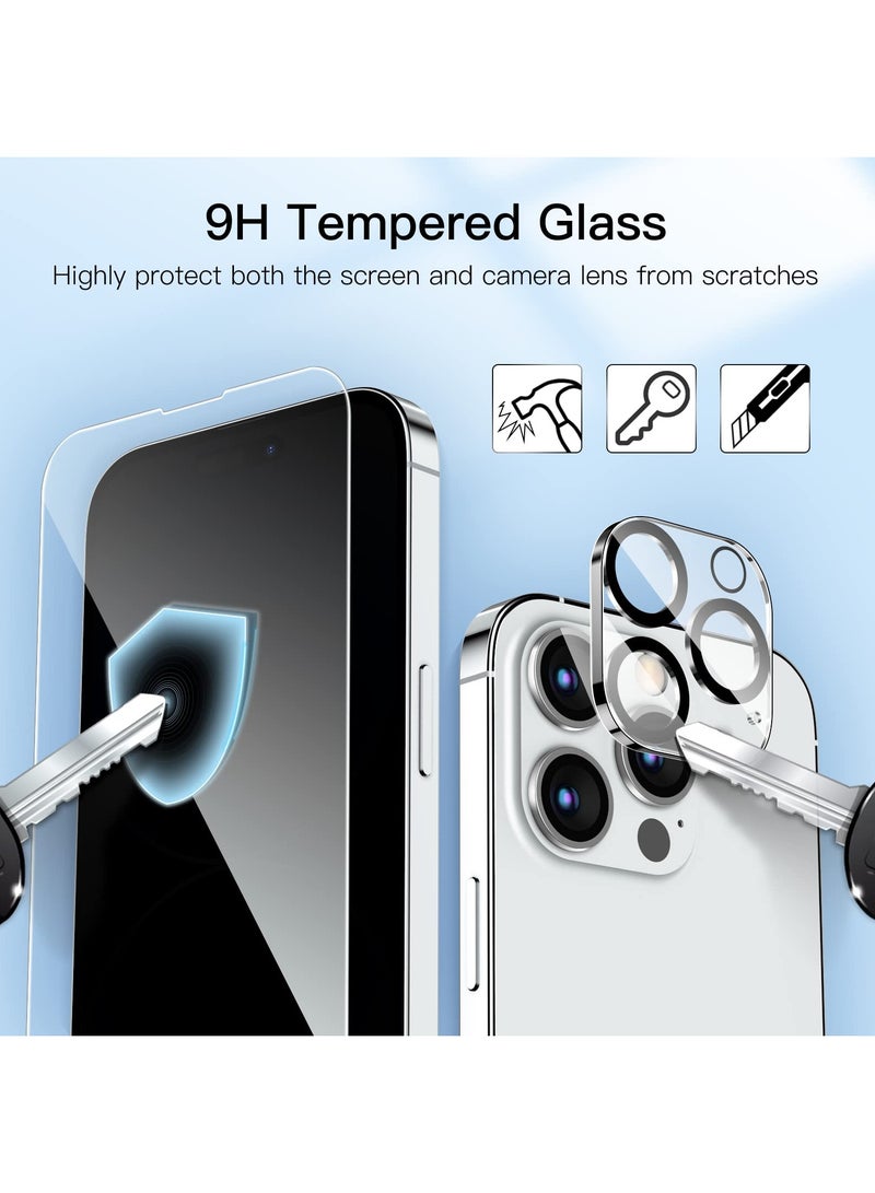 JETech Full Coverage Screen Protector for iPhone 14 Pro Max 6.7 Inch with Camera Lens Protector Tempered Glass Film HD Clear 2 Pack Each - Image 5