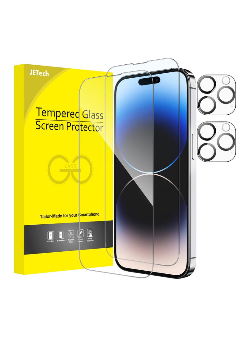 JETech Full Coverage Screen Protector for iPhone 14 Pro Max 6.7 Inch with Camera Lens Protector Tempered Glass Film HD Clear 2 Pack Each - Image 4