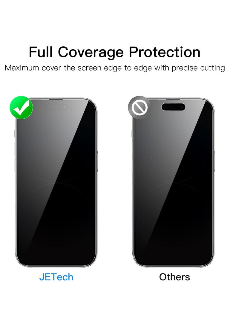 JETech Full Coverage Screen Protector for iPhone 14 Pro Max 6.7 Inch with Camera Lens Protector Tempered Glass Film HD Clear 2 Pack Each - Image 2