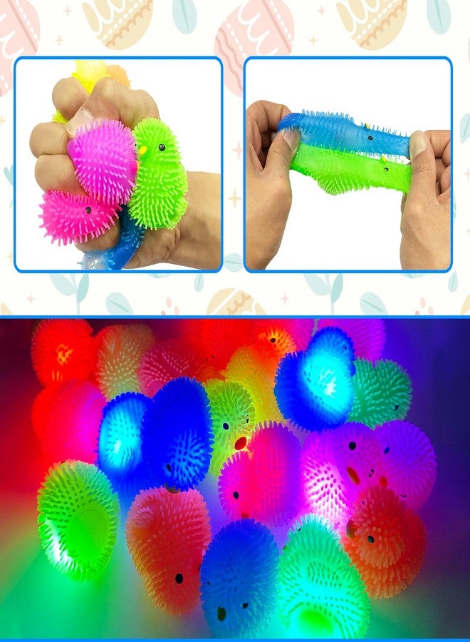 AMENON 24 Pack Easter Basket Stuffers Chick Duck LED Puffer Balls Easter Eggs Filled Light Up Squeeze Sensory Ball Stress Relief Fidget Toys for Kids Boys Girls Easter Egg Hunt Party Favor Gift - Image 3
